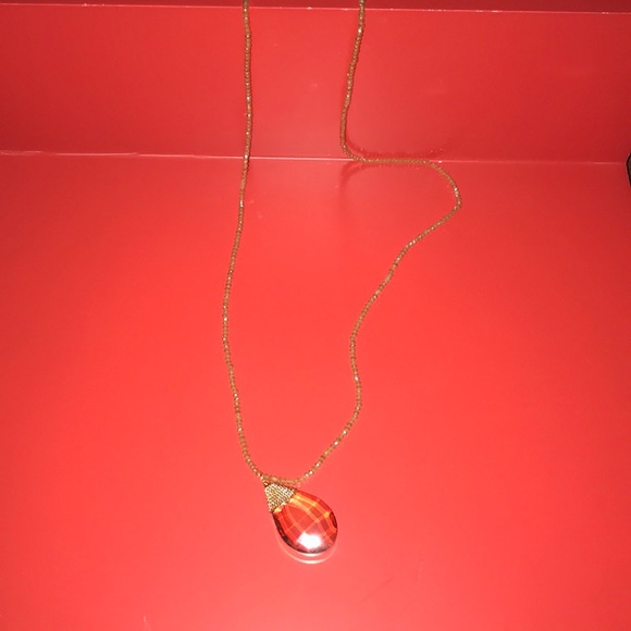 Beaded long necklace citrine color - Picture 4 of 8